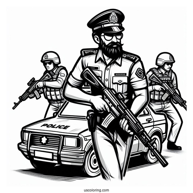 Police Man Patrolling The Streets