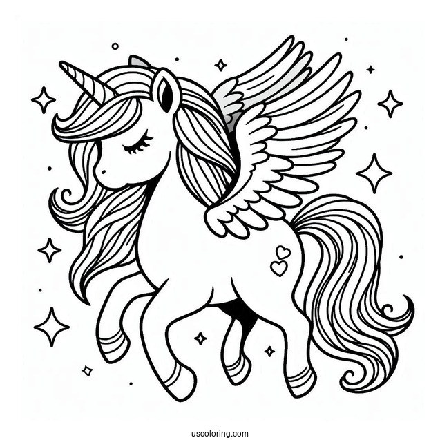 Simple Cute Pegasus Coloring Page For Kids