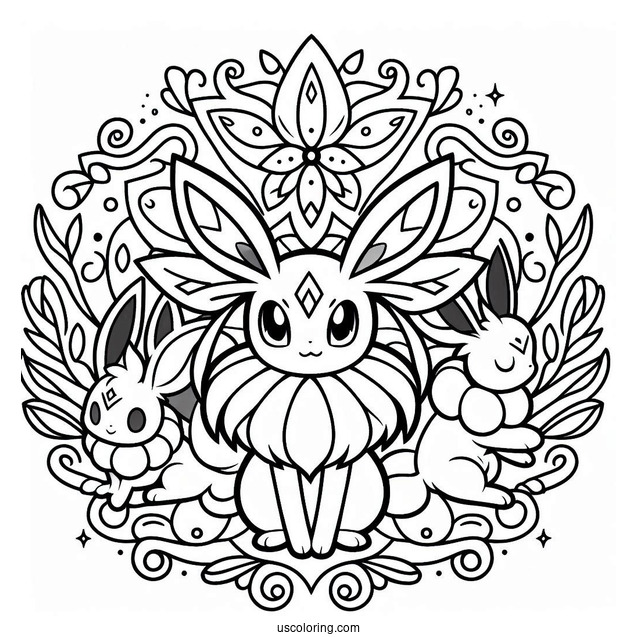 Sylveon Pokemon Mandala Coloring Sheet