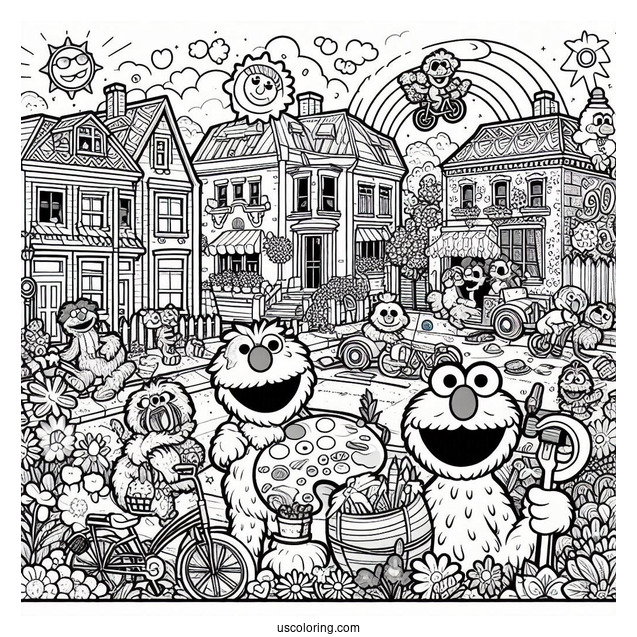 Detailed Sesame Street Poster Coloring In