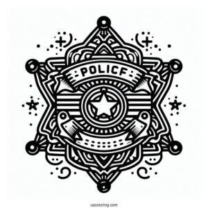 Sheriff Badge Coloring Sheet For Kids