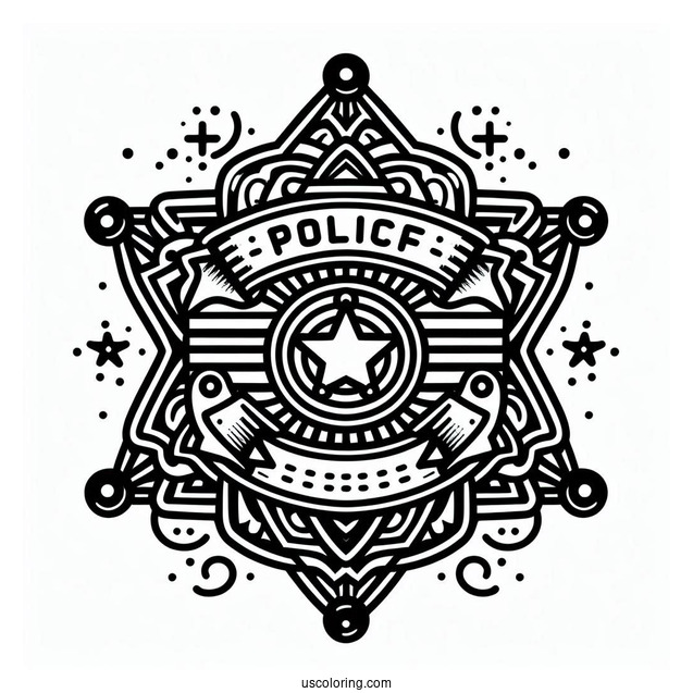 Sheriff Badge Coloring Sheet For Kids