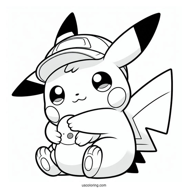 Kangaskid Hugging Pichu Coloring Page For Kids