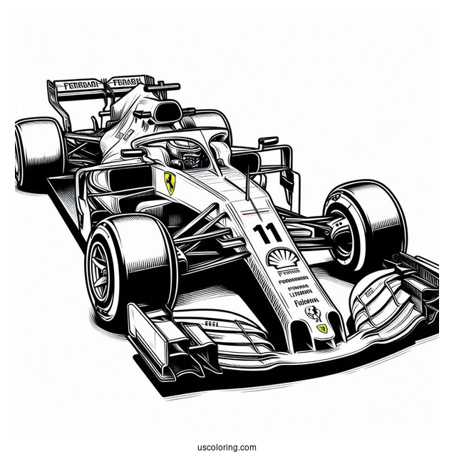 F1 Coloring Page Ferrari Race Car