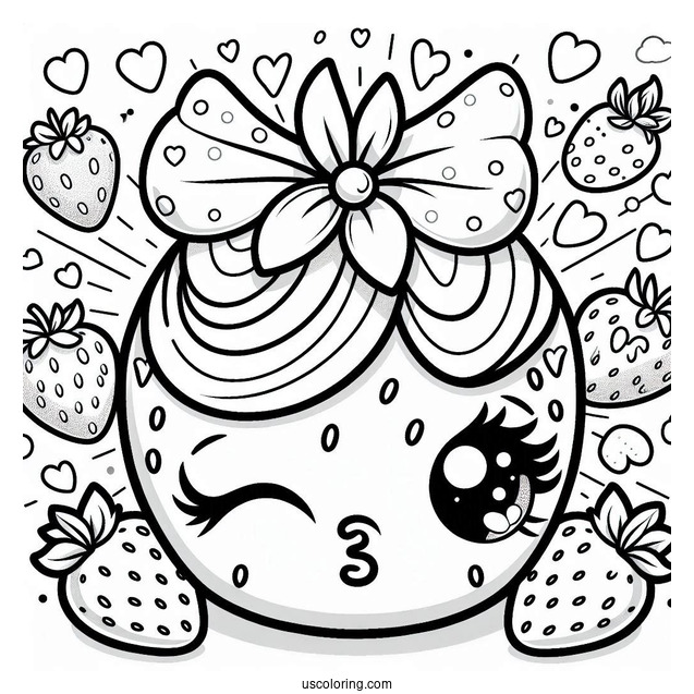 Detailed Coloring Page Of Strawberry Kiss Shopkins