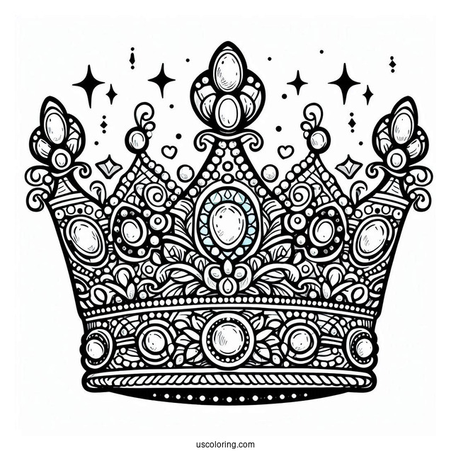 Bejeweled Crown Coloring Page In Winter Castle