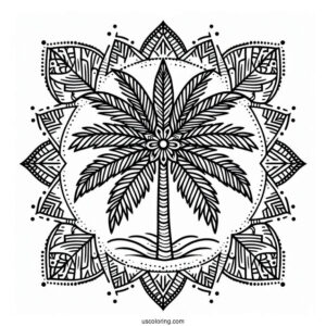 Palm Tree Pattern Coloring Page