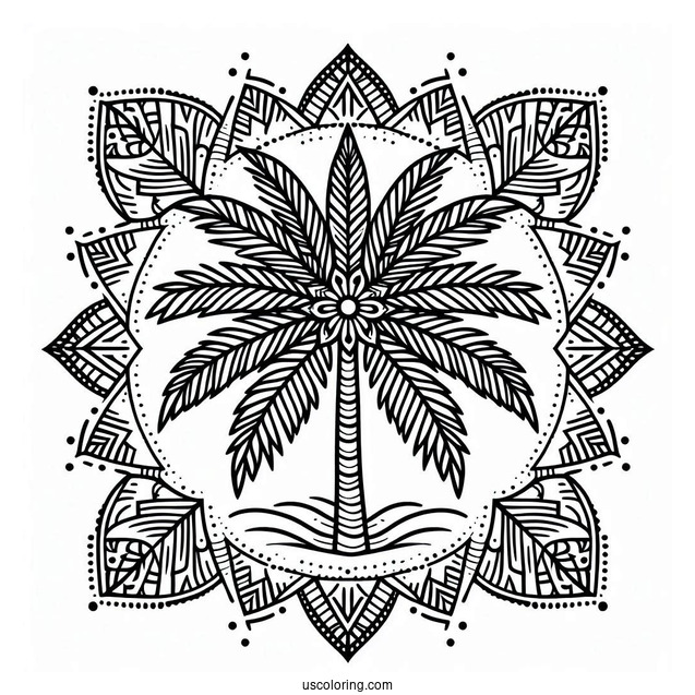 Palm Tree Pattern Coloring Page