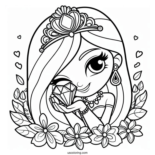 Jewel Holding A Flower Coloring Page