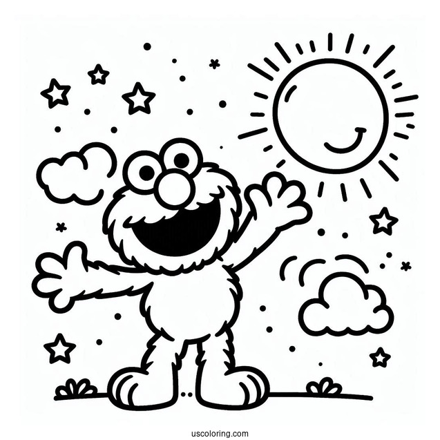 Easy Outline Of Elmo To Color For Preschoolers