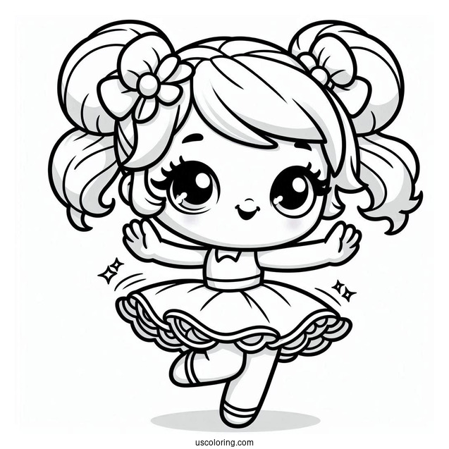Kawaii Polly Pocket Coloring Page Dancing