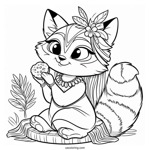 Coloring Sheet Of Meeko Eating Biscuit