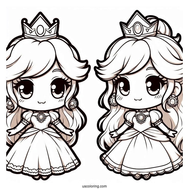 Princess Coloring Page Of Chibi Princess Peach