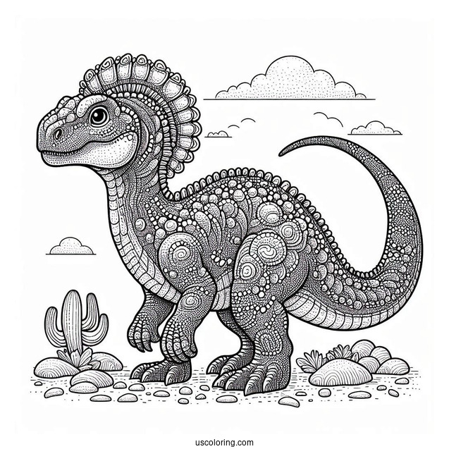 Intricate Pachycephalosaurus Coloring Page
