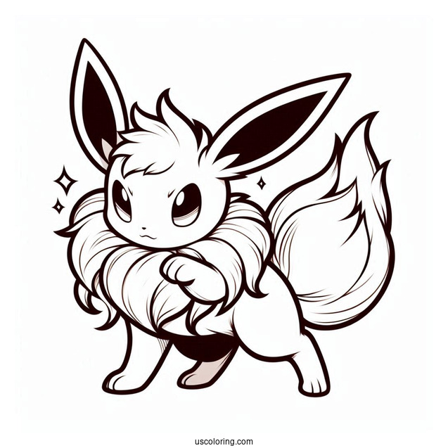 Flareon Eevee In Battle Stance Coloring In