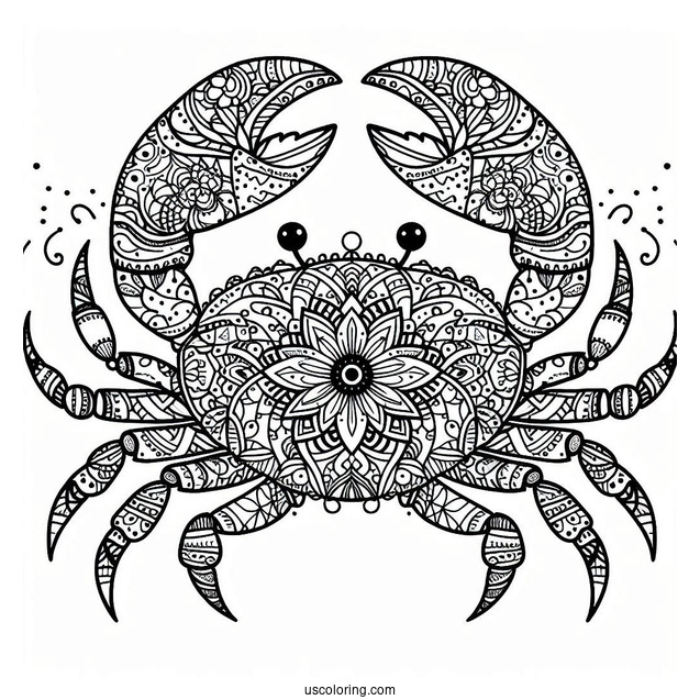 Floral Mandala Crab Coloring Page