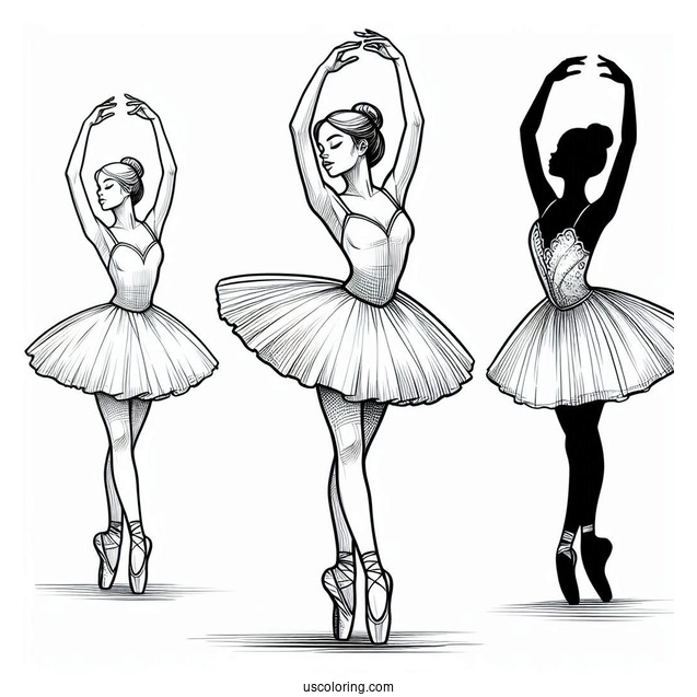 Ballerina Standing On Toes With Arms Above Head