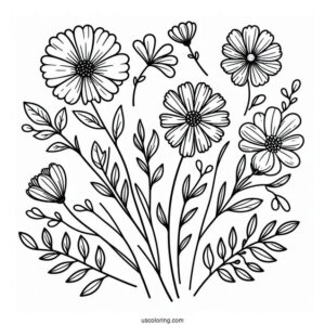 Flower Coloring Pages Of Easy Wildflowers For Preschoolers