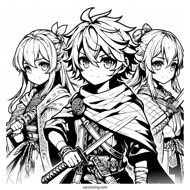 Manga Coloring Page Of Elusive Warriors Manga Cover For Kids
