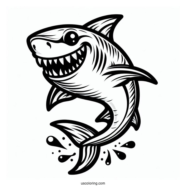 Scary Cartoon Shark Coloring Page