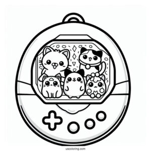Tamagotchi Coloring Page Pets Inside The Console