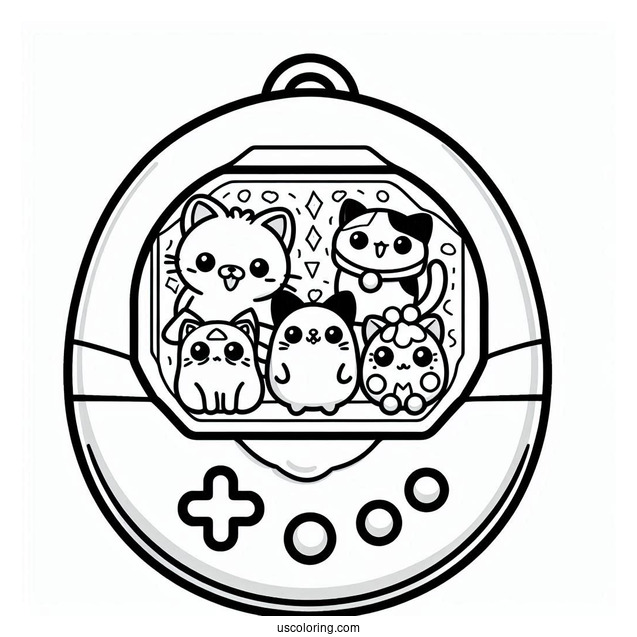 Tamagotchi Coloring Page Pets Inside The Console