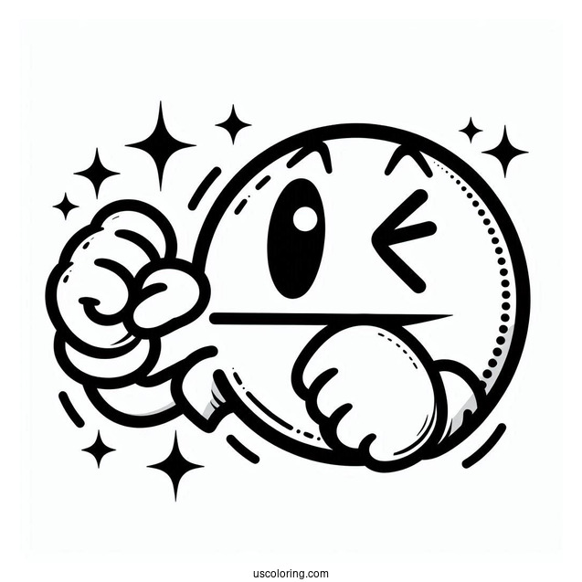 Pac-Man Coloring Page With Fist In The Air