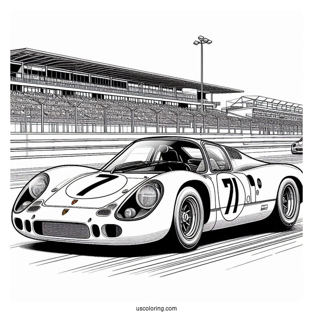 Porsche Coloring Page 917 RCR Gulf On Race Track
