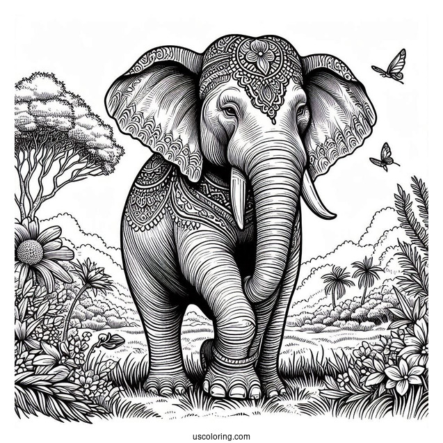 Big Indian Elephant In The Wild