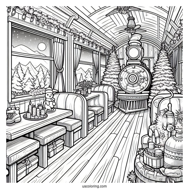 Polar Express Coloring Page Of Interior