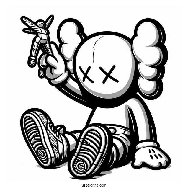 Dissected KAWS Coloring Page Companion In Air Jordan Pose