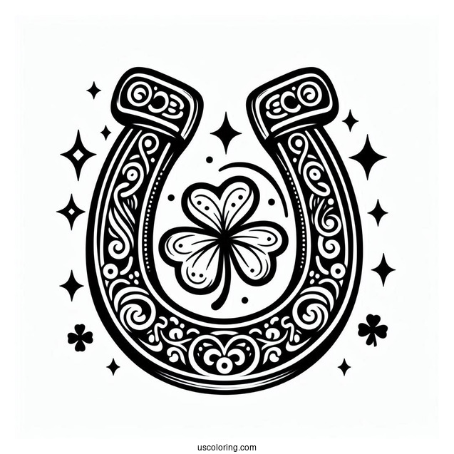 St Patrick_s Day Lucky Horseshoe To Color