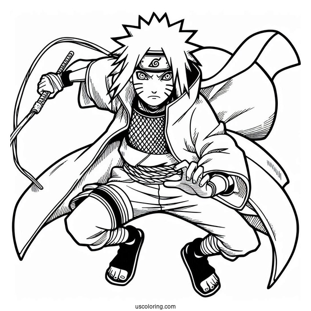 Jiraiya Ruffling Naruto Coloring Page For Kids