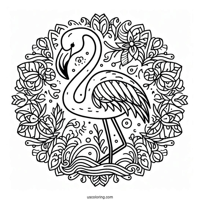 Easy Flamingo Mandala
