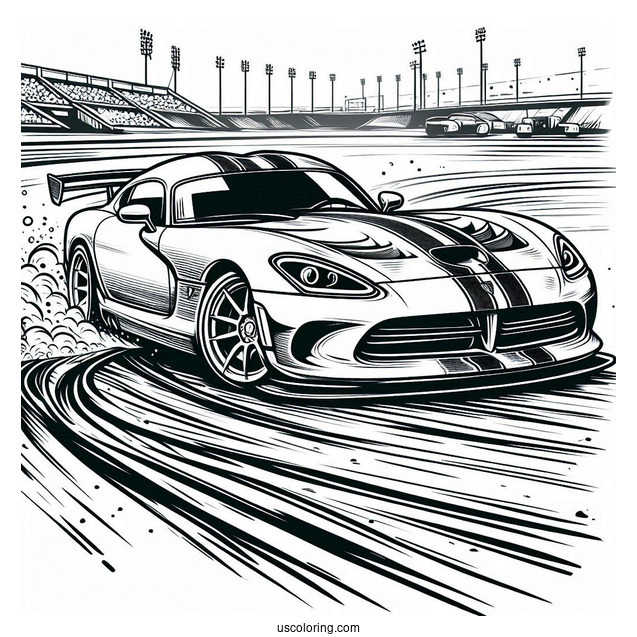 Dodge Viper Drifting Around Race Track
