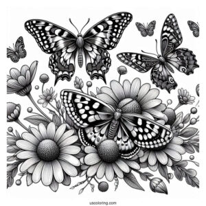 Dozens Of Realistic Butterflies On Flowers