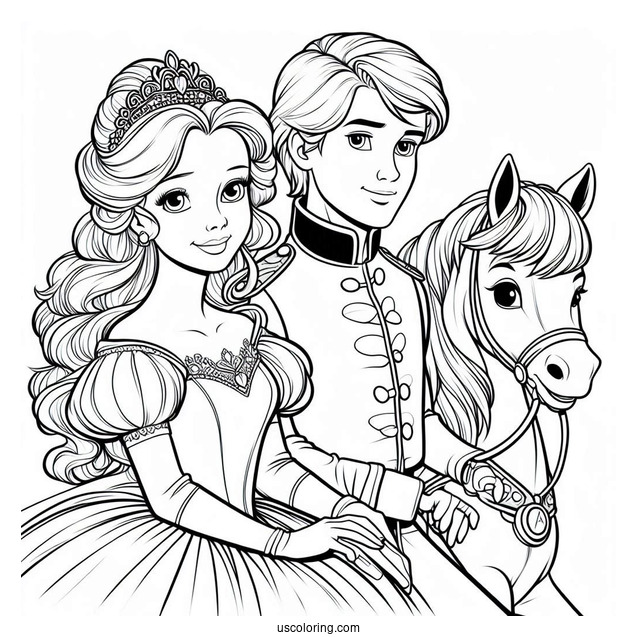 Cinderella And Grand Duke Coloring Picture