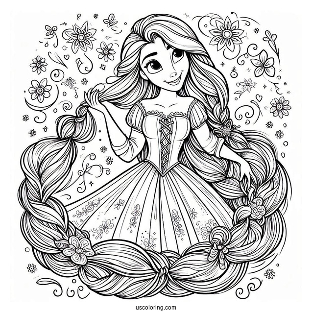 Easy Coloring Page Of Rapunzel