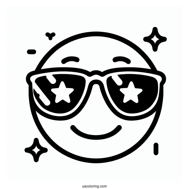Smiling Face With Sunglasses Emoji Coloring Page For Kids
