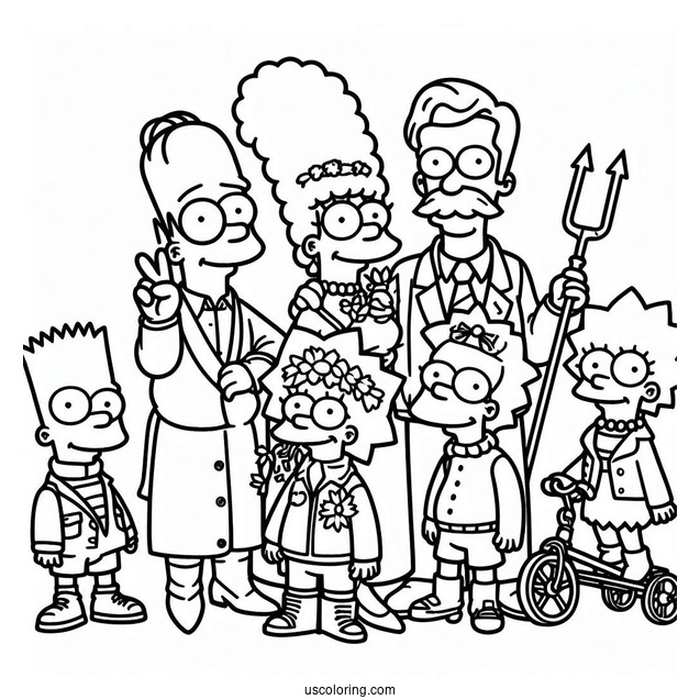 The Simpsons Family Coloring Page