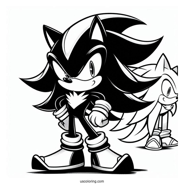 Shadow Coloring Page Of The Hedgehog In Cool Costume