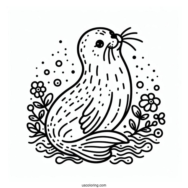 Easy Seal Coloring Page Outline