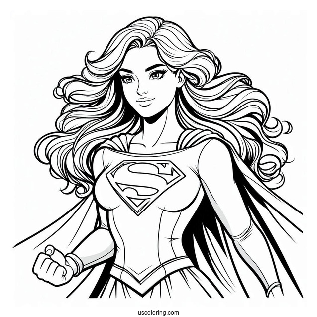 Simple Supergirl Coloring Page For Kids