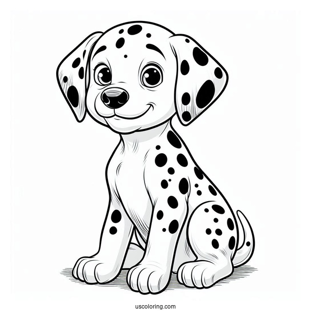 Dalmatian Puppy Sitting Coloring Page