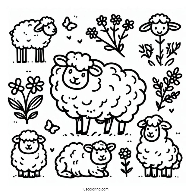 Simple Outline Of Sheep To Color