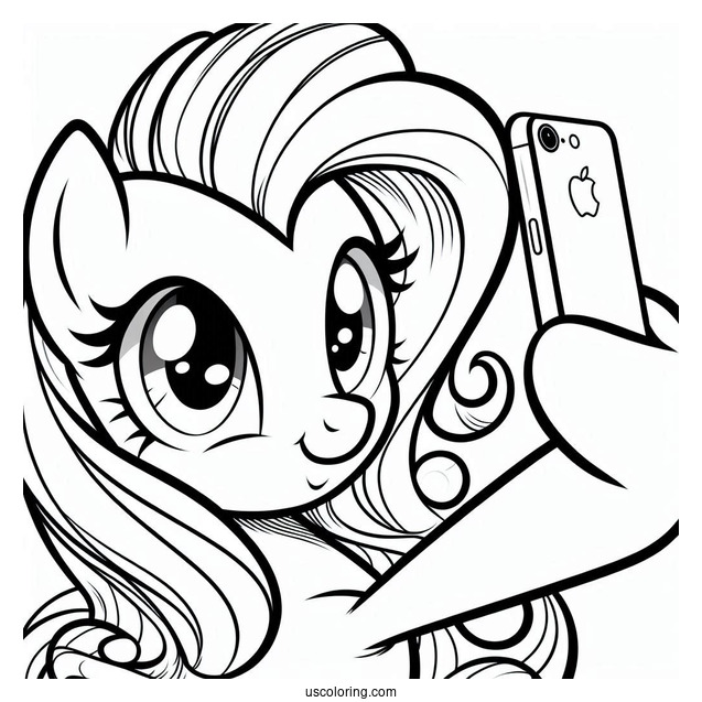Pinkie Pie Coloring Page Taking A Selfie With Fluttershy