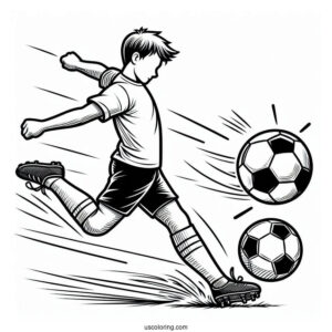 Soccer Player Kicking For Goal To Color