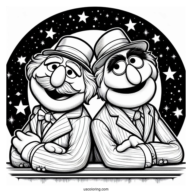 Muppets Coloring Page Of Statler And Waldorf Back To Back