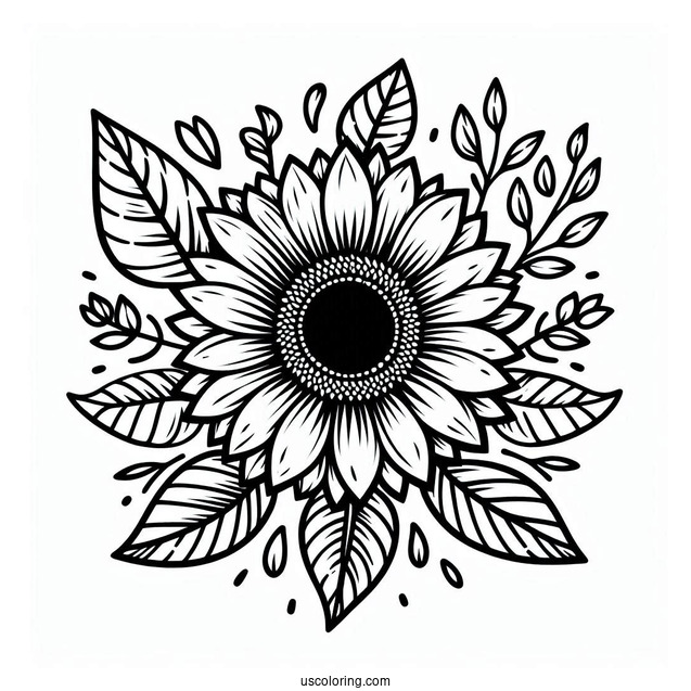 Sunflower Surrounded By Leaves