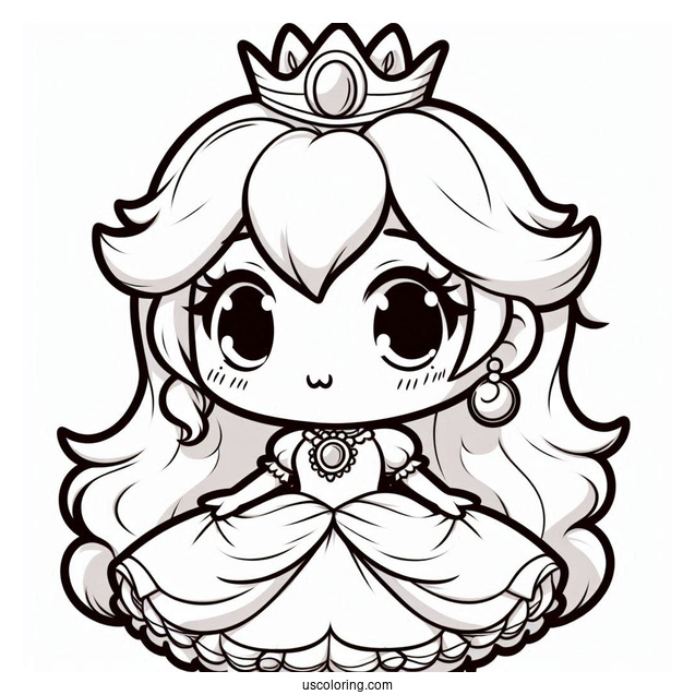 Princess Coloring Page Of Chibi Princess Peach